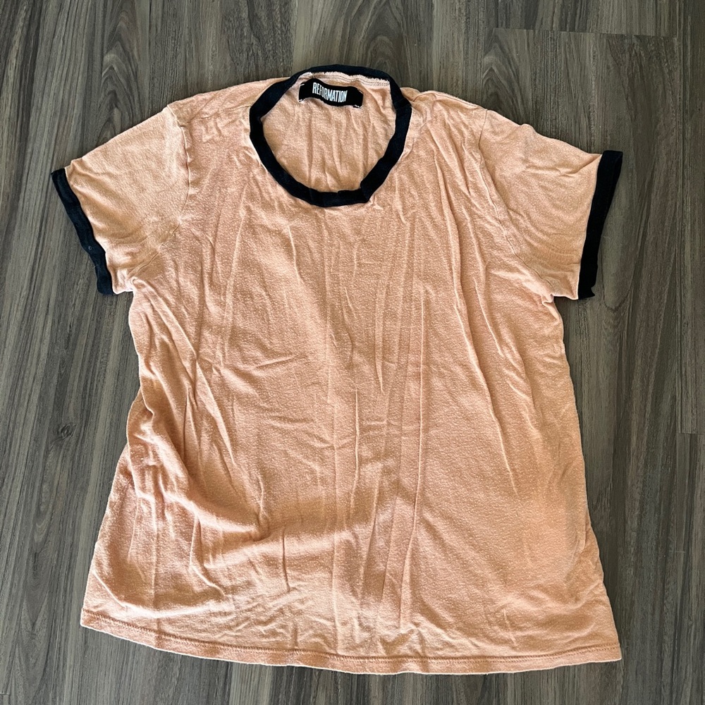 Reformation black/tan ringer tee